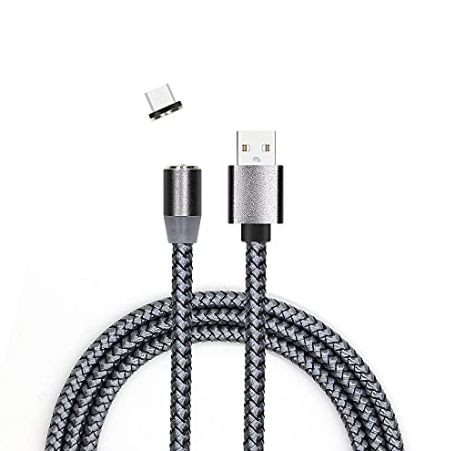 USB Phone Charger Magnetic 3 in 1 Charging Cable (3 Ft) Nylon Braided Cord, Compatible with Micro-USB Type-C I0S Devices 360 Magnetic Charging